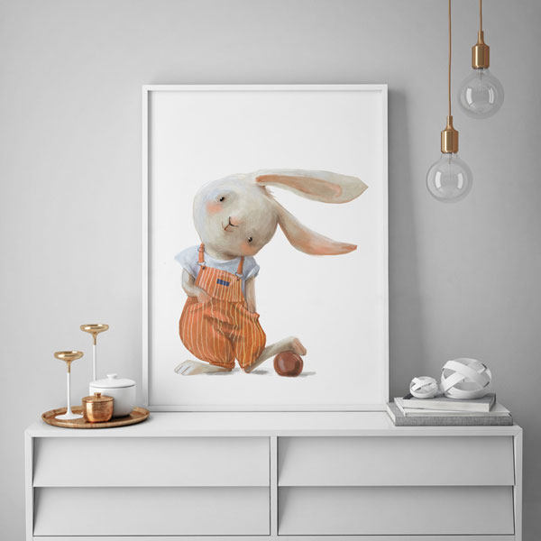 تابلو اتاق کودک هپی لند طرح بچه خرگوش بازیگوش کد T170213