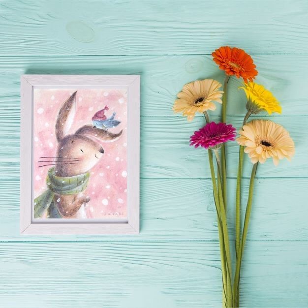 تابلو کودک هپی لند طرح نقاشی خرگوش