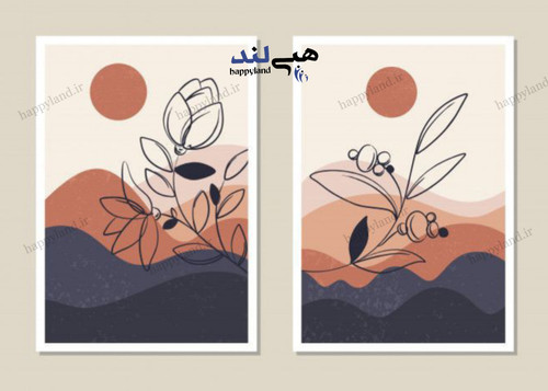 تابلو دکوراتیو هپی لند طرح گل خطی 1198